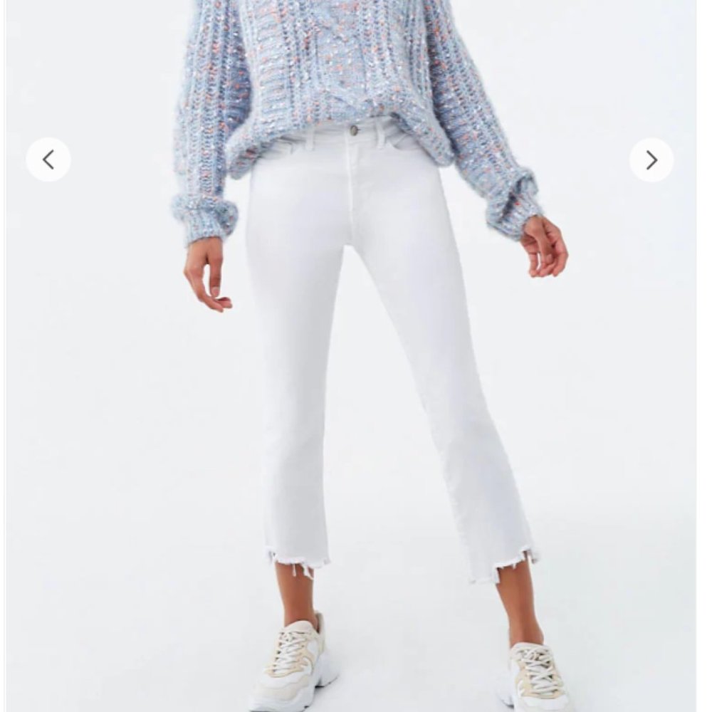 Forever 21 White ‘Shark Bite’ Jeans